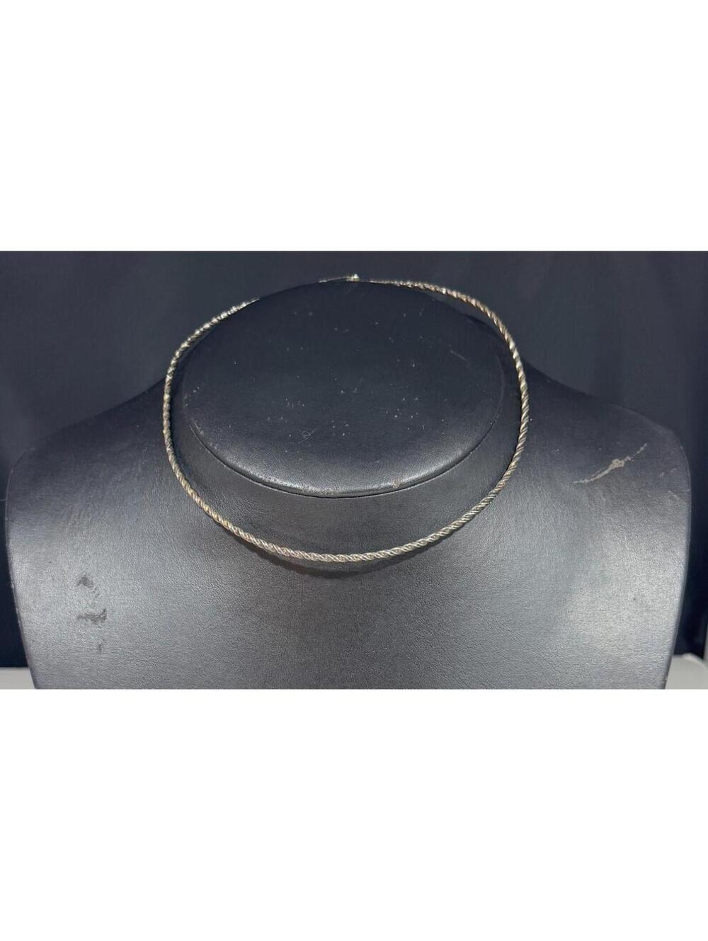 Twisted Wire Collar Choker Necklace Dark Silver Tone Fashion Jewelry